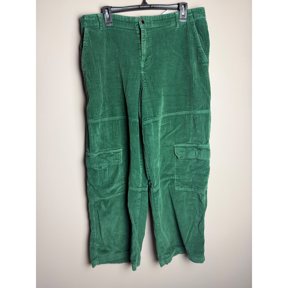 Empyre Green Corduroy Cargo Pants Womens XL Wide Leg Cotton Streetwear